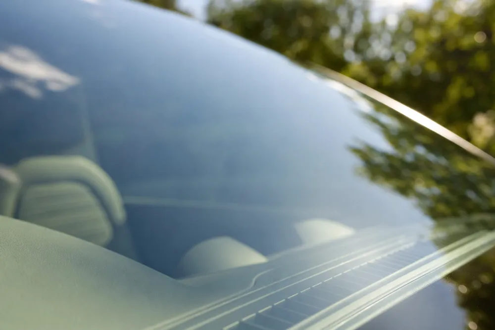 Windshield glass, perfectly clear after a rock chip repair